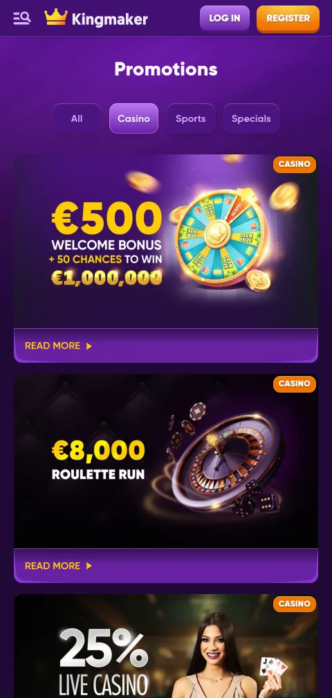 Ταμείο πληρωμών Kingmaker Casino με e-wallets, κάρτες και κρυπτονομίσματα