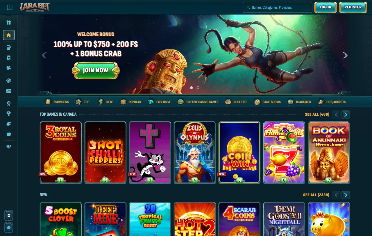 Αρχική σελίδα του LaraBet Casino με casino και αθλητικό στοίχημα σε έναν λογαριασμό