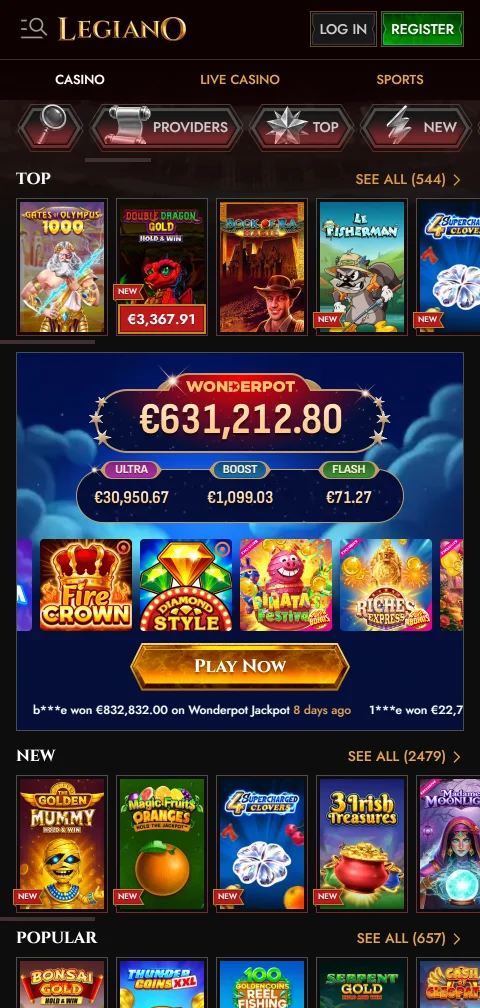 Στοιχεία άδειας και ασφάλειας του Legiano Casino για παίκτες από την Ελλάδα