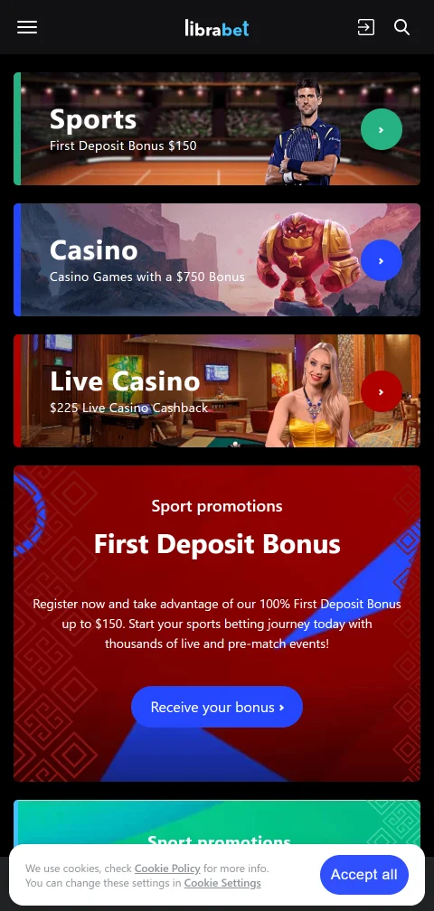 Η mobile έκδοση της LibraBet στον browser για Android και iOS