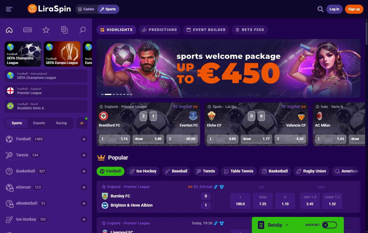 Πακέτο καλωσορίσματος του Liraspin Casino έως 1.500 € με 250 free spins και wagering x35