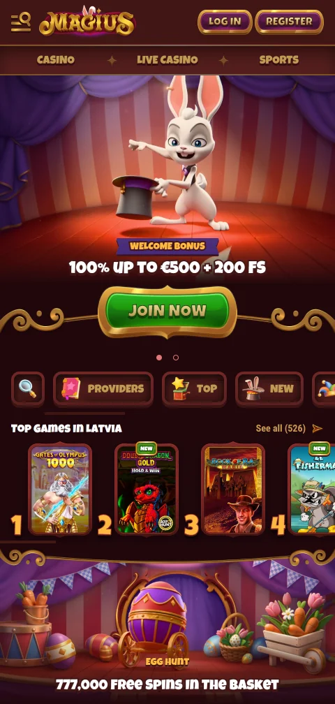 Magius Casino στον browser κινητού για Android και iOS χωρίς εφαρμογή