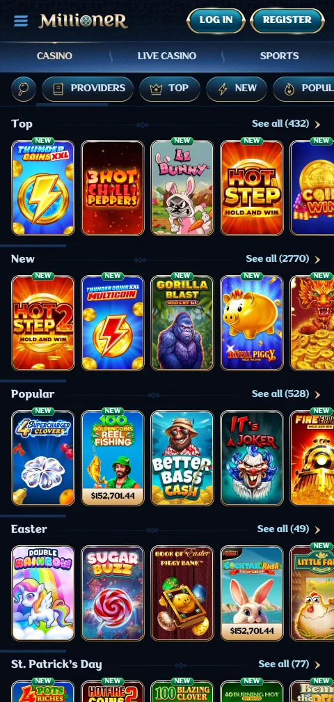 Ταμείο του Millioner casino με κάρτες, e-wallets και κρυπτονομίσματα