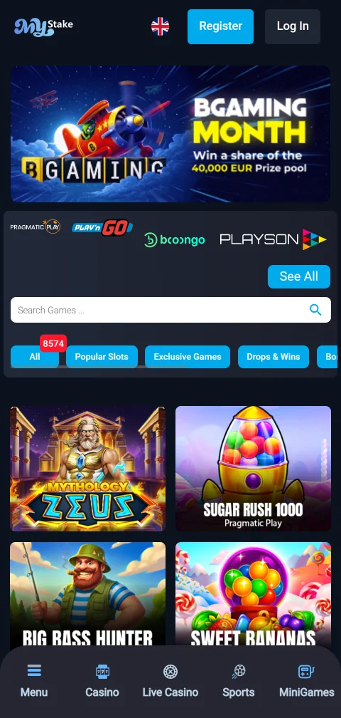 Mini games του MyStake σε οθόνη κινητού