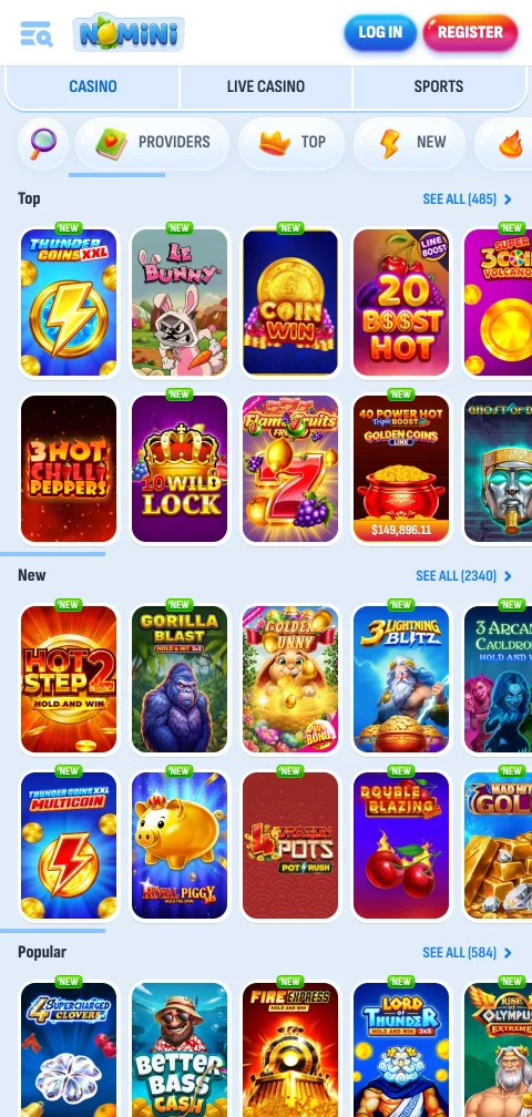 Στοιχεία άδειας Anjouan και κρυπτογράφησης SSL του Nomini Casino