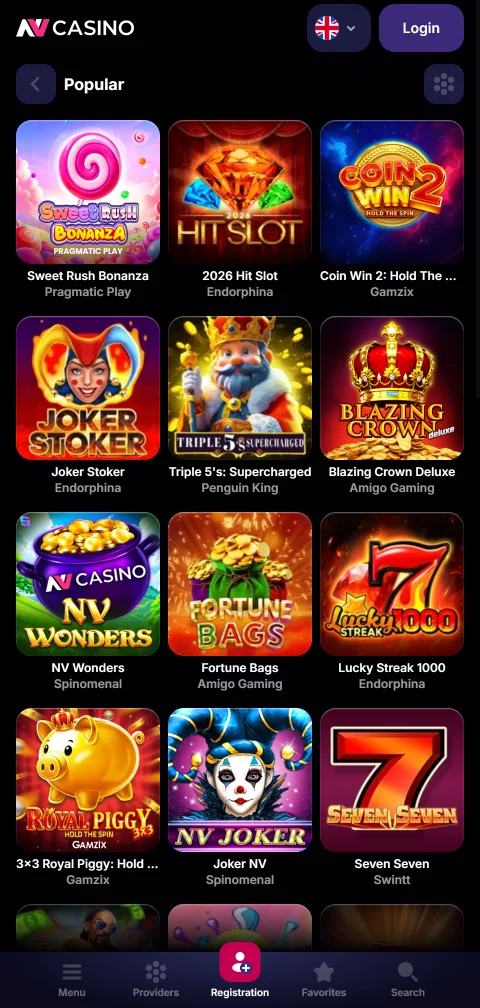 Ταμείο NV Casino στο κινητό με κάρτες, e-wallets και κρυπτονομίσματα