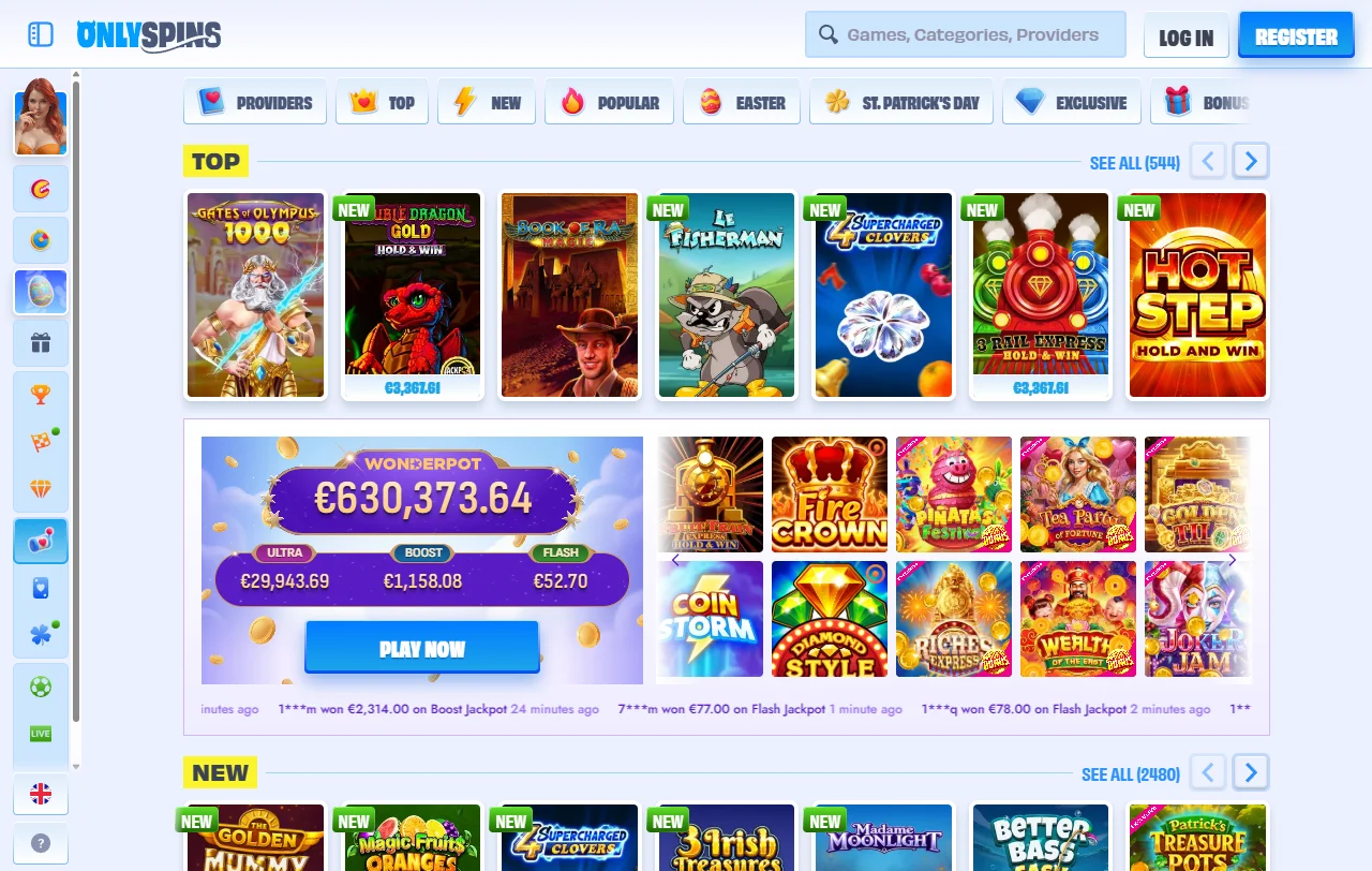 Μπόνους καλωσορίσματος του OnlySpins Casino με free spins και όρους wagering