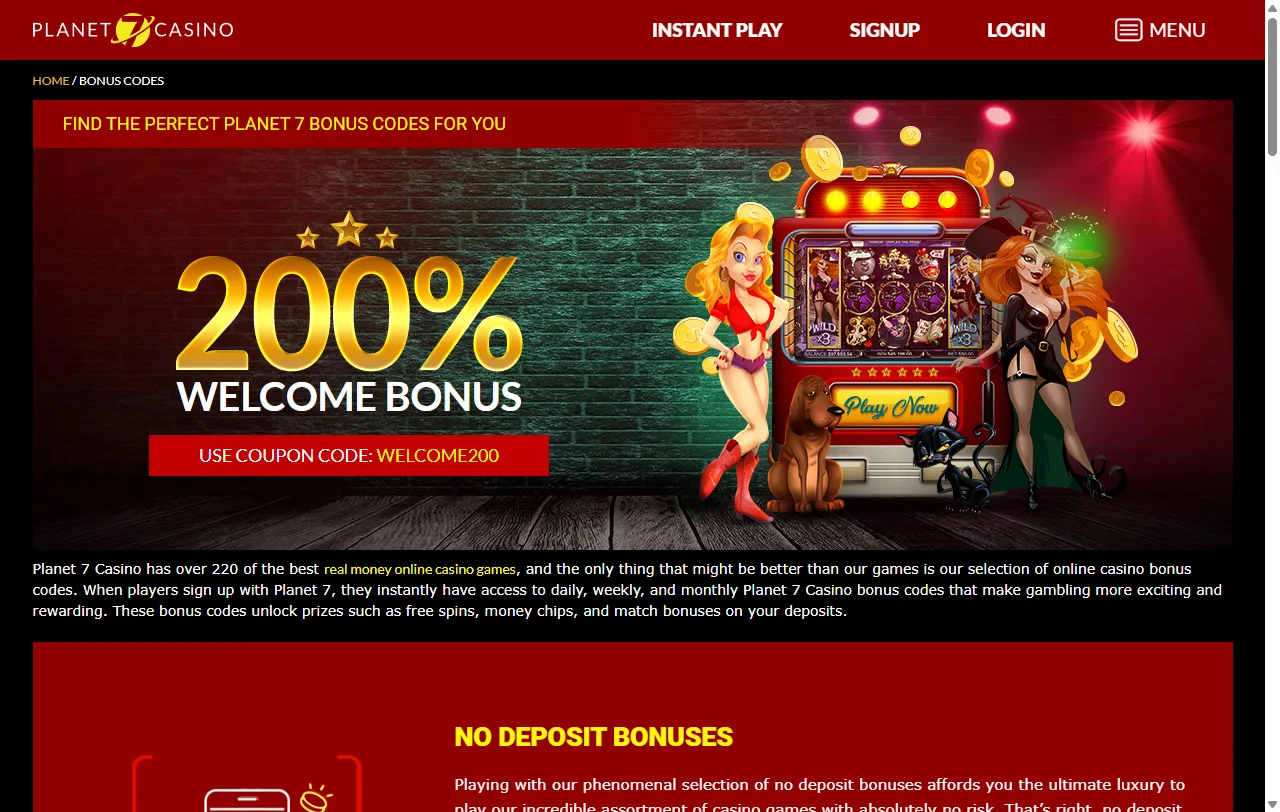 Προσφορές Planet 7 Casino με μπόνους No Rules και wagering 1x