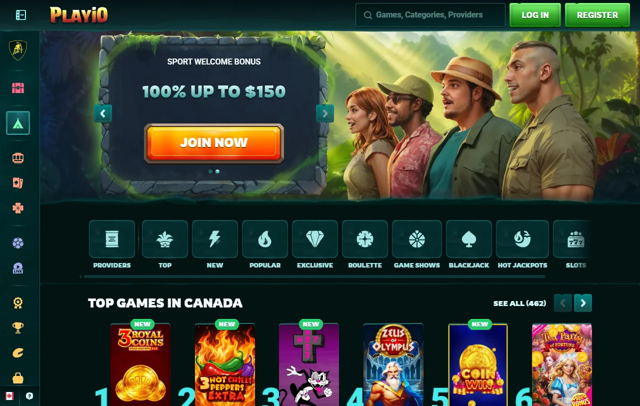 Αρχική σελίδα του Playio Casino με καζίνο και sportsbook στην ίδια πλατφόρμα
