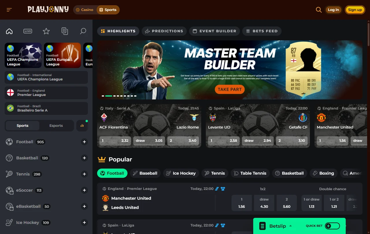 Πακέτο καλωσορίσματος του PlayJonny Casino με όρους wagering 35x και free spins