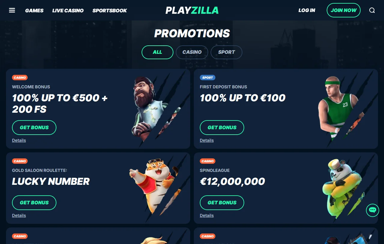 Κατάλογος παιχνιδιών του Playzilla Casino με slots της Pragmatic Play και της Nolimit City
