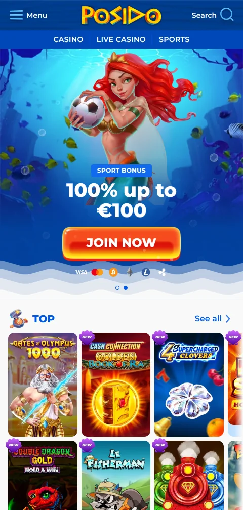 Η κινητή έκδοση του Posido Casino στον browser για iOS και Android