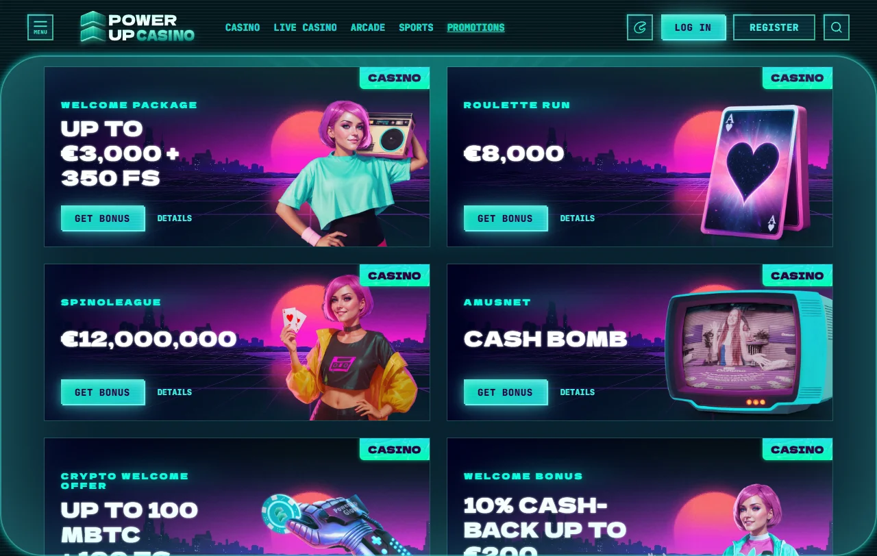 Πακέτο καλωσορίσματος Powerup Casino έως 3.000 € και 350 free spins