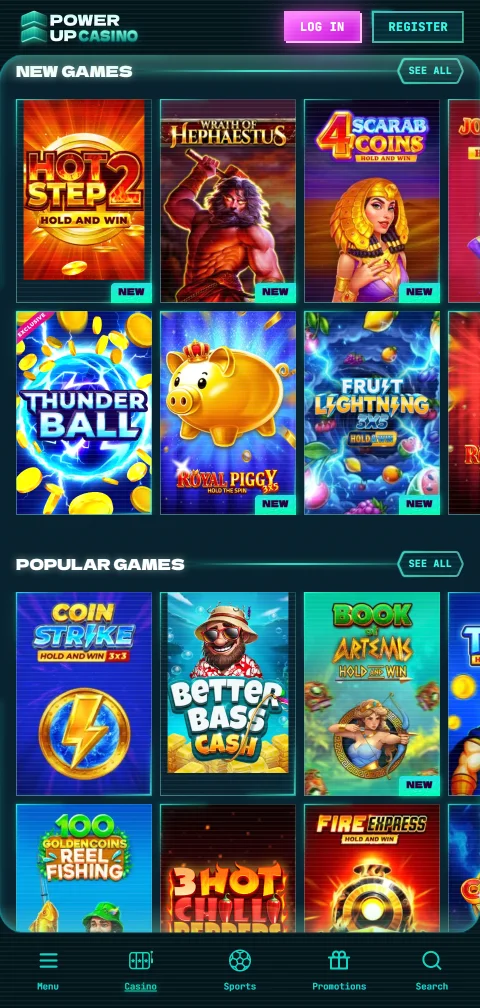 Ταμείο Powerup Casino με κάρτες, Revolut, Jeton και κρυπτονομίσματα για αναλήψεις