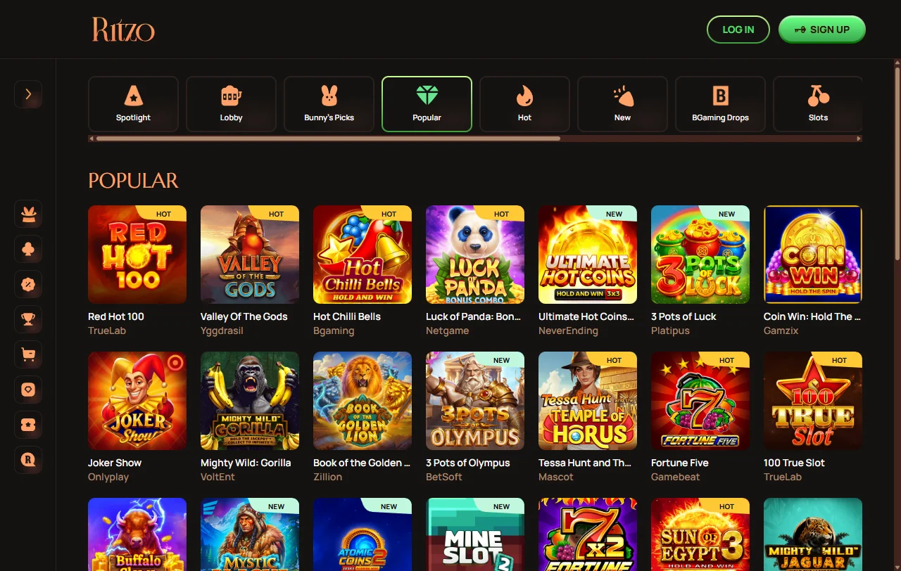 Πακέτο καλωσορίσματος του Ritzo Casino σε πέντε καταθέσεις με 300 free spins