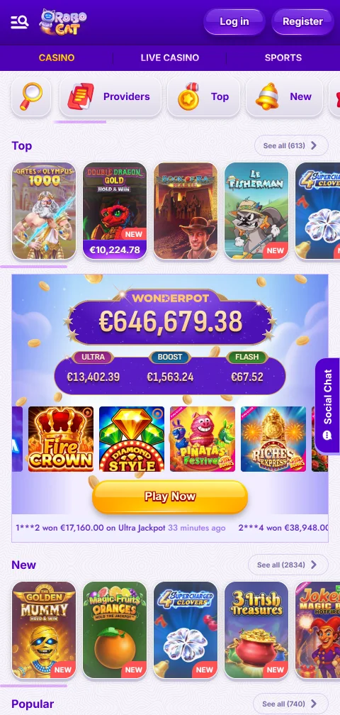 Στοιχεία άδειας και ασφάλειας του RoboCat Casino στο υποσέλιδο