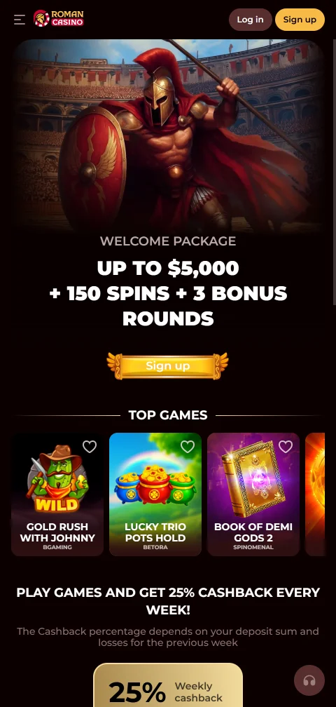 Το Roman Casino σε browser κινητού χωρίς native εφαρμογή