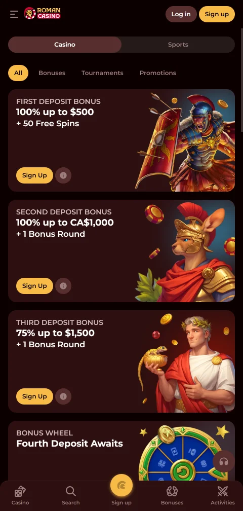 Ταμείο του Roman Casino στο κινητό με Apple Pay, Google Pay και Bitcoin