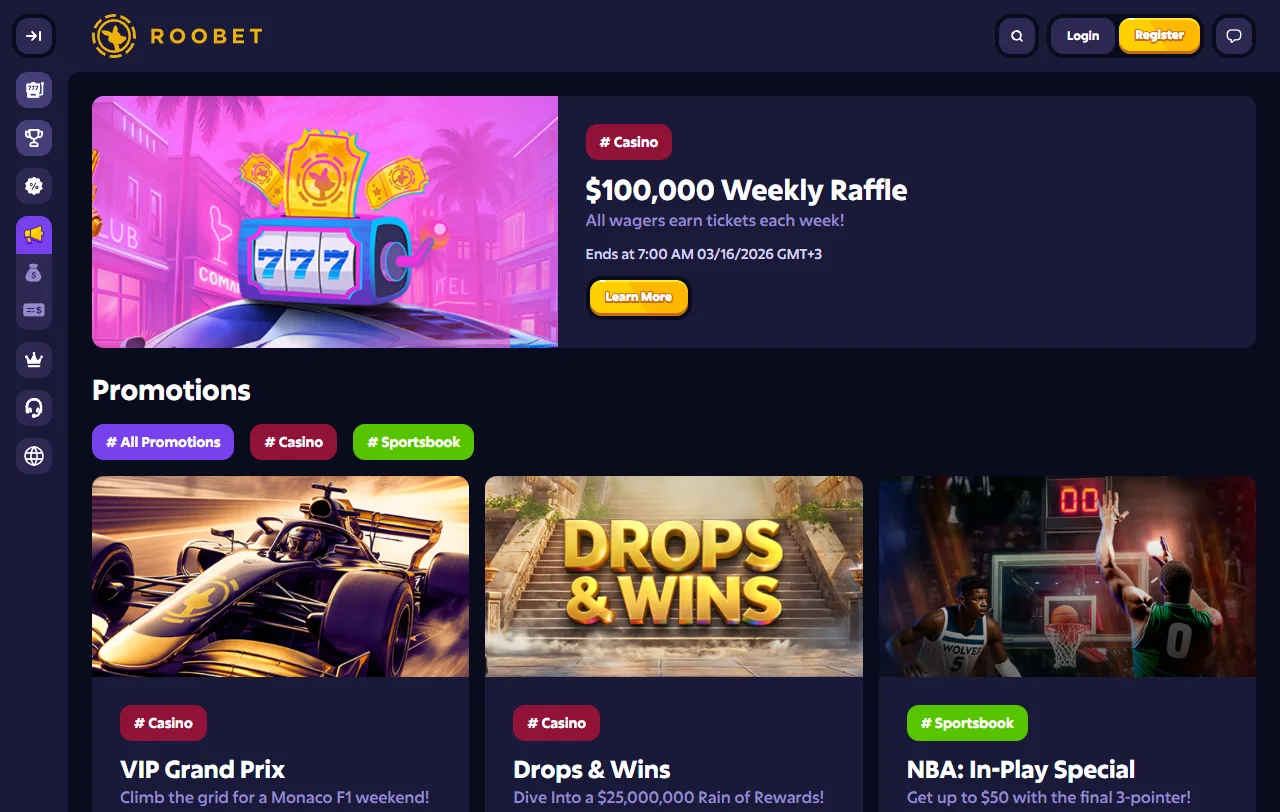Κατάλογος παιχνιδιών του Roobet casino με φίλτρο παρόχων και τίτλους BGaming