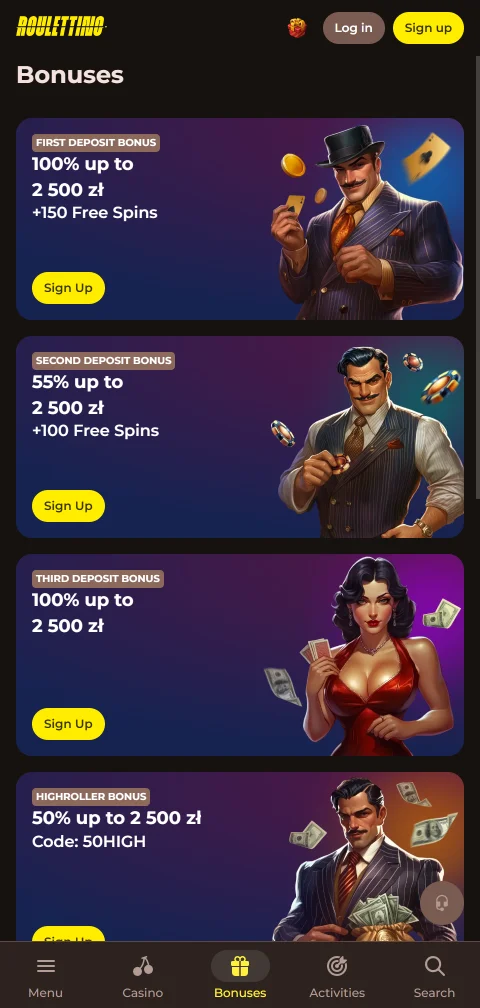 Μέθοδοι πληρωμής του Roulettino Casino με κάρτες, Revolut και κρυπτονομίσματα