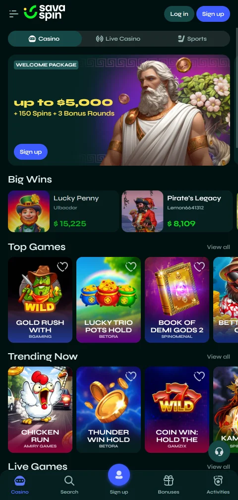 Ο mobile ιστότοπος του Savaspin Casino σε Android και iOS χωρίς APK