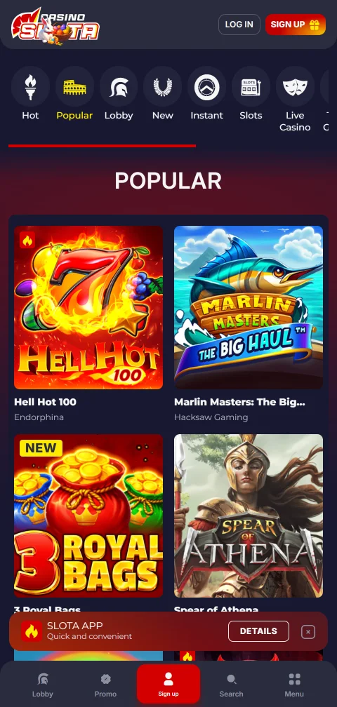 Καταθέσεις και αναλήψεις στο Slota Casino με e-wallets και κρυπτονομίσματα σε ευρώ