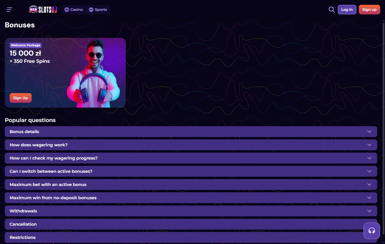 Μπόνους καλωσορίσματος του SlotsDJ έως 3.000 € με 350 free spins