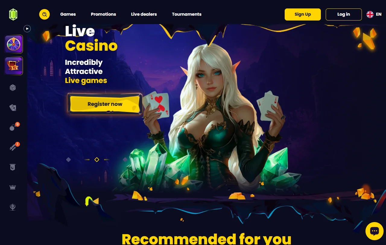 Αρχική σελίδα του Slotsgem Casino με την ελληνική διεπαφή και τις κατηγορίες