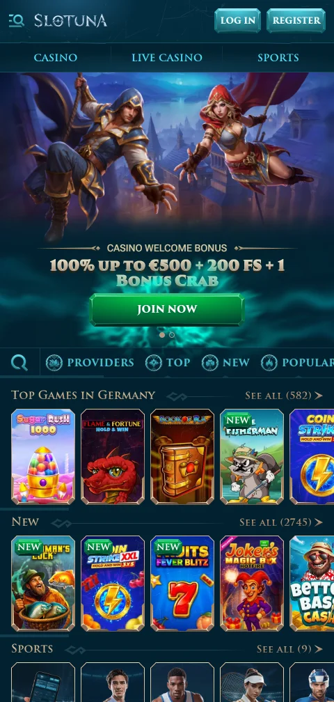 Το Slotuna Casino σε browser κινητού χωρίς εγγενή εφαρμογή