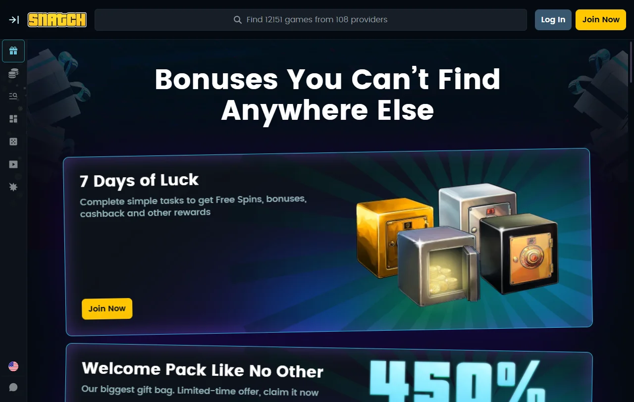 Πακέτο καλωσορίσματος του Snatch Casino με 450% και 325 free spins
