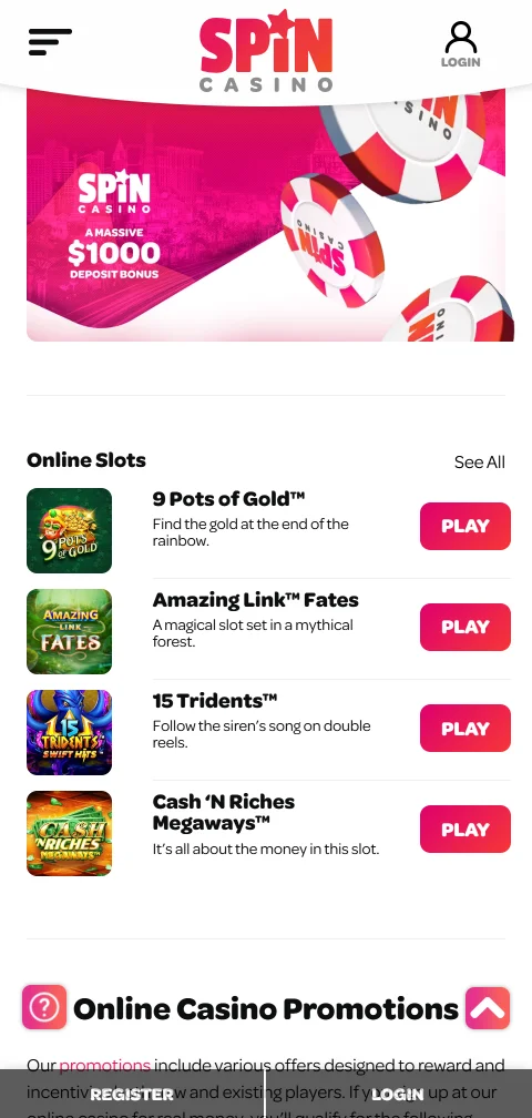Εφαρμογή Spin Casino για iOS και APK για Android στο κινητό