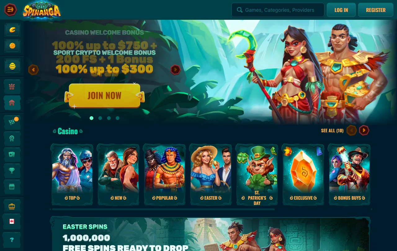 Επισκόπηση του Spinanga Casino με casino και sportsbook σε έναν λογαριασμό