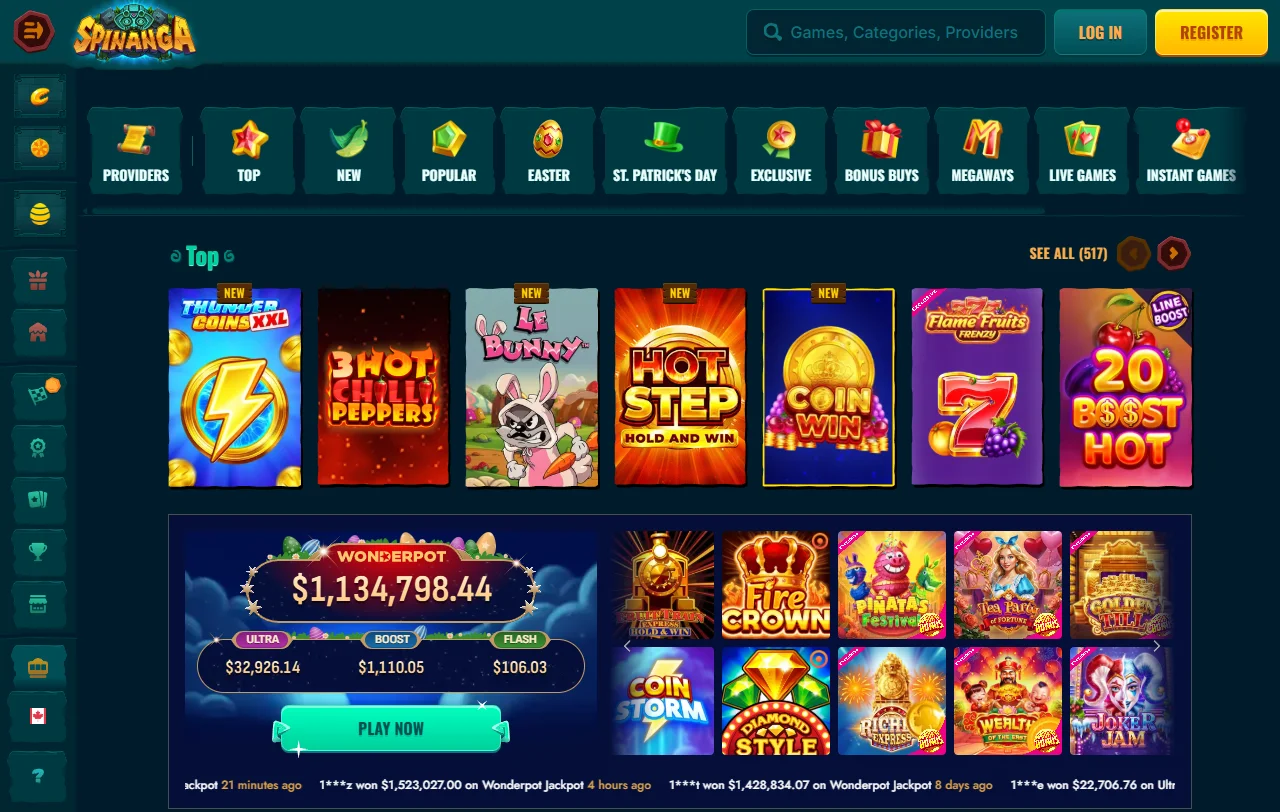 Μπόνους καλωσορίσματος του Spinanga Casino έως 500 € με 200 free spins