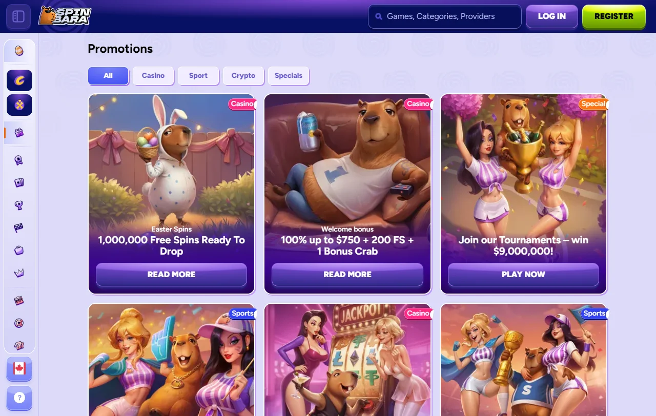 Κατάλογος κουλοχέρηδων του SpinBara Casino με φίλτρα για Pragmatic Play και Nolimit City