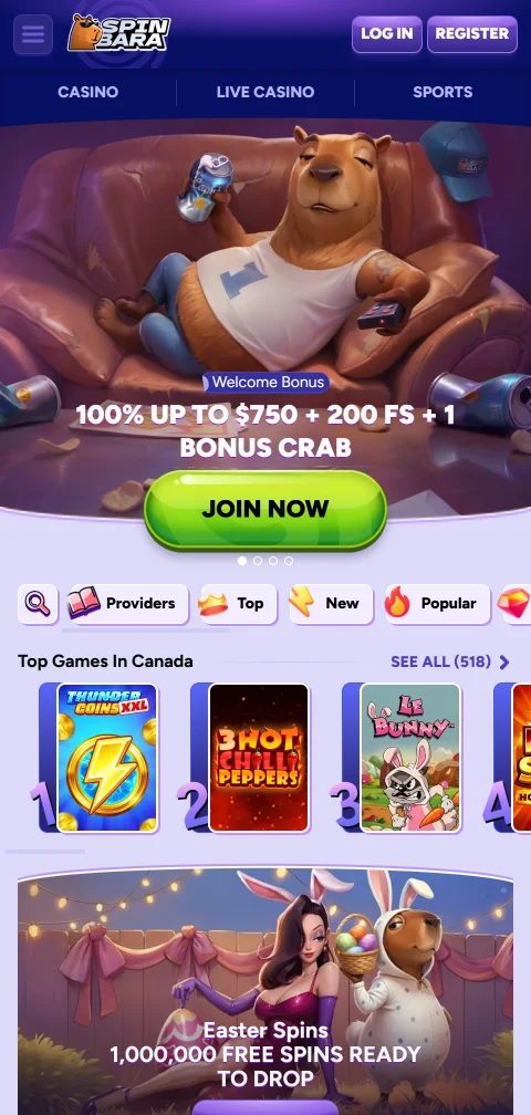 Κινητή έκδοση του SpinBara Casino στον browser χωρίς εγγενή εφαρμογή