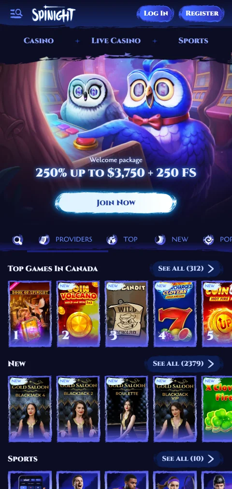 Η έκδοση browser του Spinight Casino σε smartphone iOS και Android