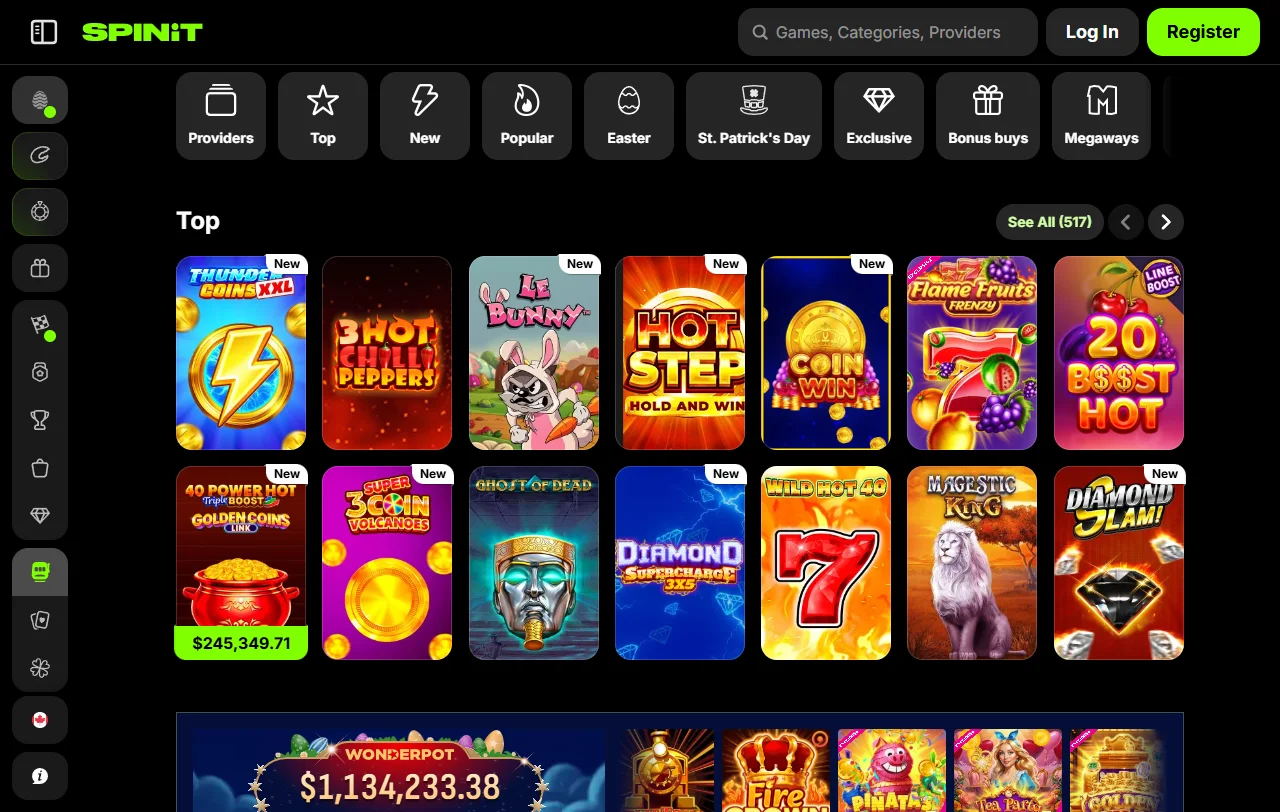Μπόνους καλωσορίσματος του Spinit Casino 100% έως 500 € με 200 free spins