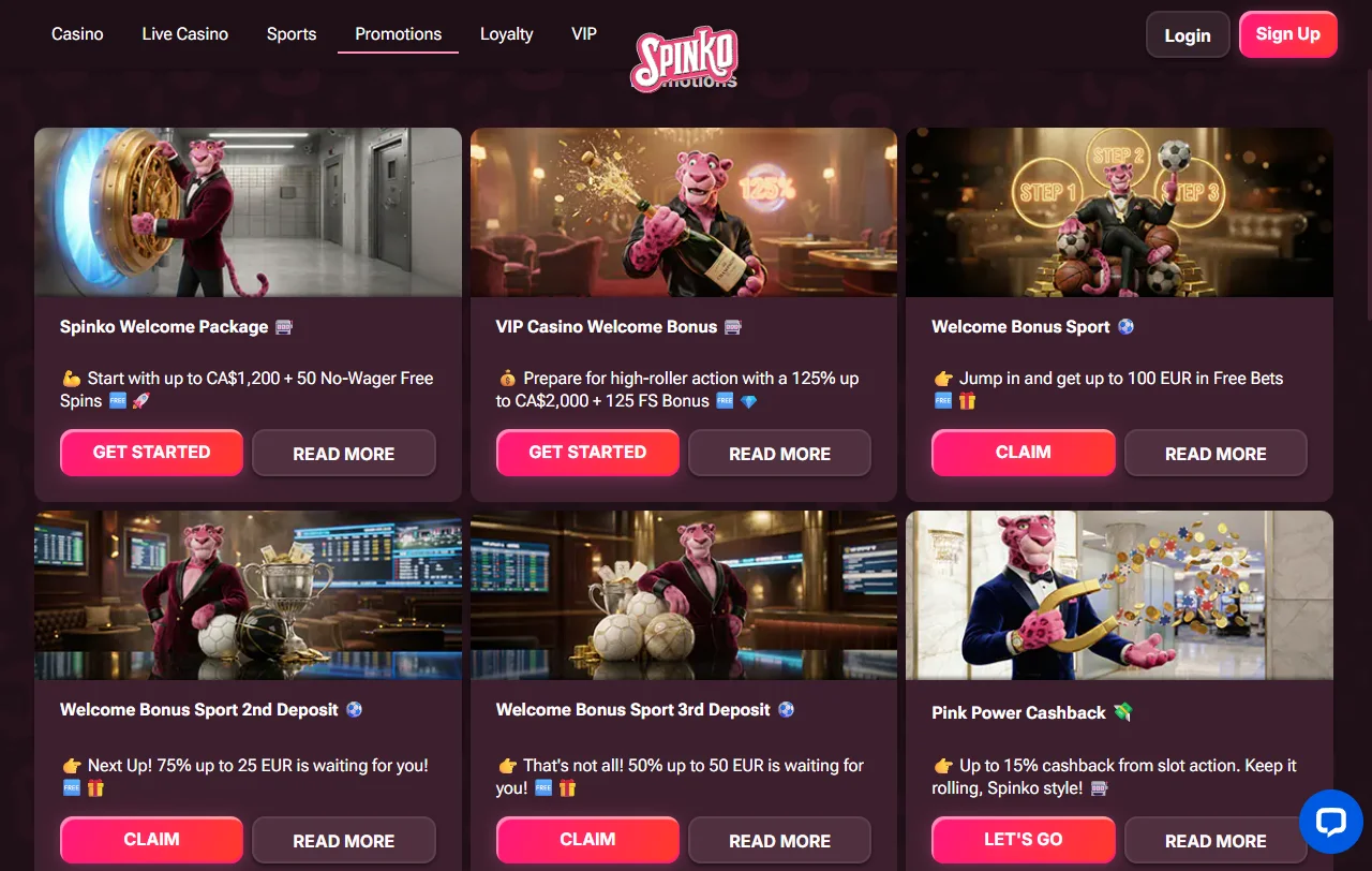 Κατάλογος παιχνιδιών του Spinko Casino με τίτλους από Hacksaw και Pragmatic Play
