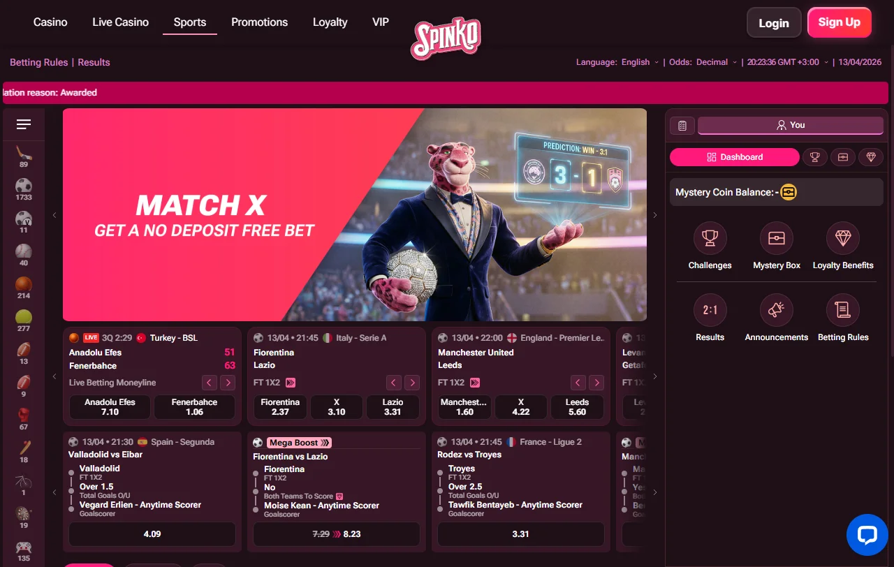 Πακέτο καλωσορίσματος Spinko Casino σε πέντε καταθέσεις με wagering 40x
