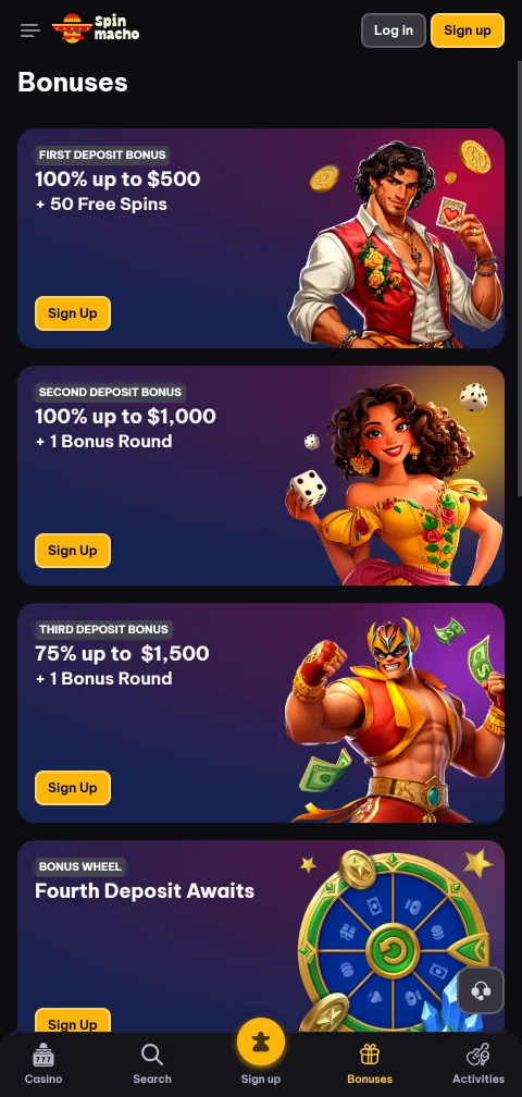 Live καζίνο του Spinmacho Casino σε οθόνη κινητού