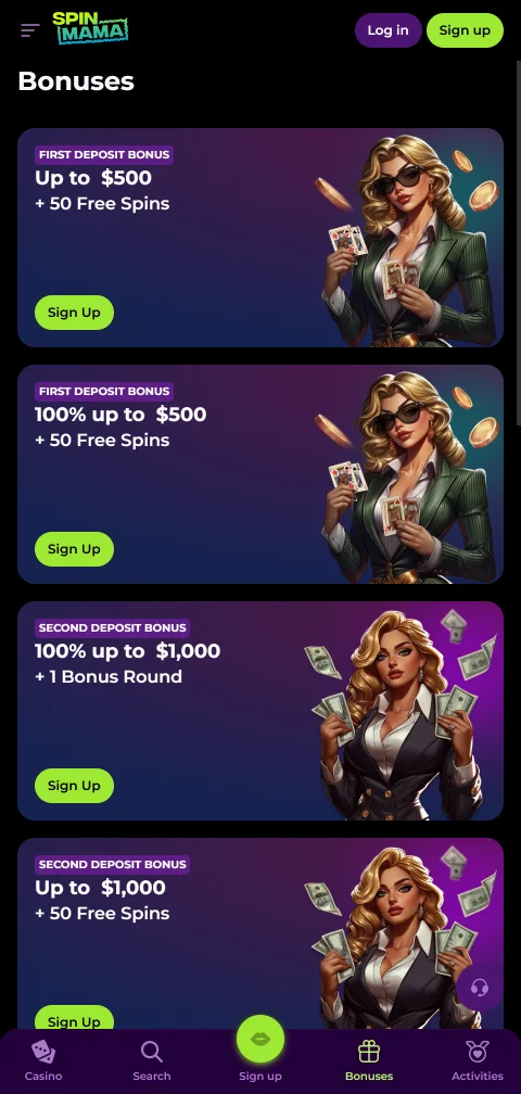 Ταμείο του Spinmama Casino σε ευρώ με κάρτες και κρυπτονομίσματα