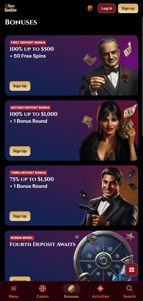 Ταμείο του Spinogambino Casino στο κινητό με Apple Pay και Google Pay