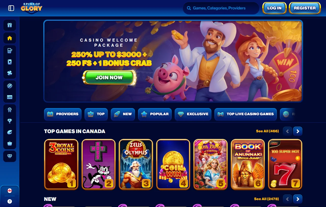 Επισκόπηση του Spins of Glory με καζίνο και sportsbook σε ενιαίο λογαριασμό