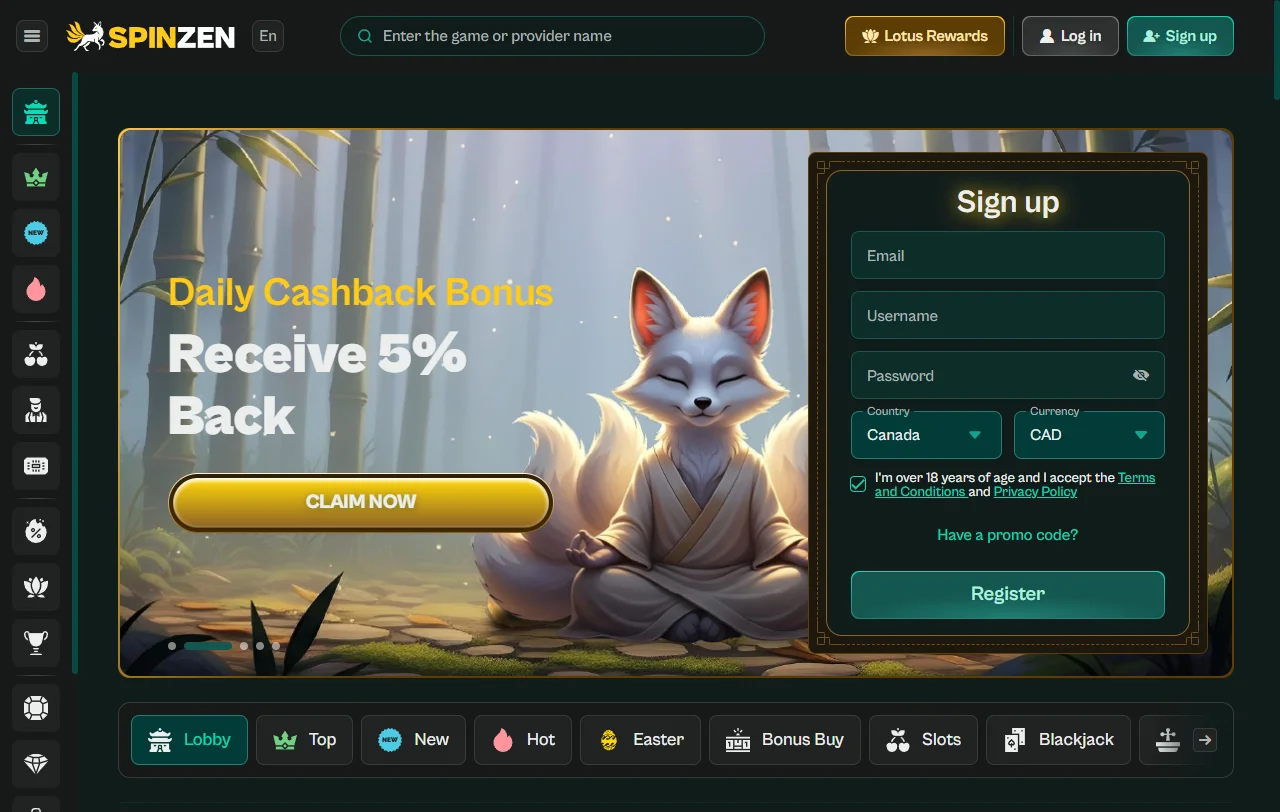 Επισκόπηση του Spinzen Casino με άδεια Anjouan και ταμείο σε ευρώ
