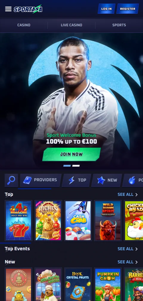 Κινητή έκδοση του Sportaza Casino στον browser χωρίς εγκατάσταση εφαρμογής