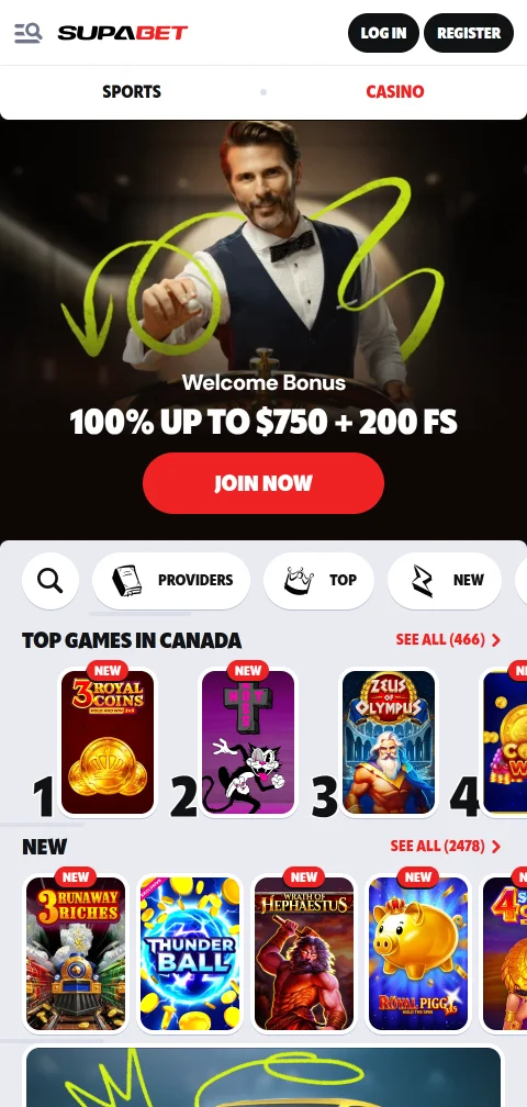 Η έκδοση browser του Supabet Casino σε κινητό iOS και Android