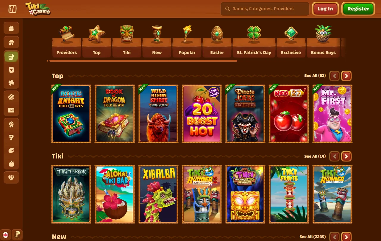 Πακέτο καλωσορίσματος του Tiki Casino με free spins και όρους wagering