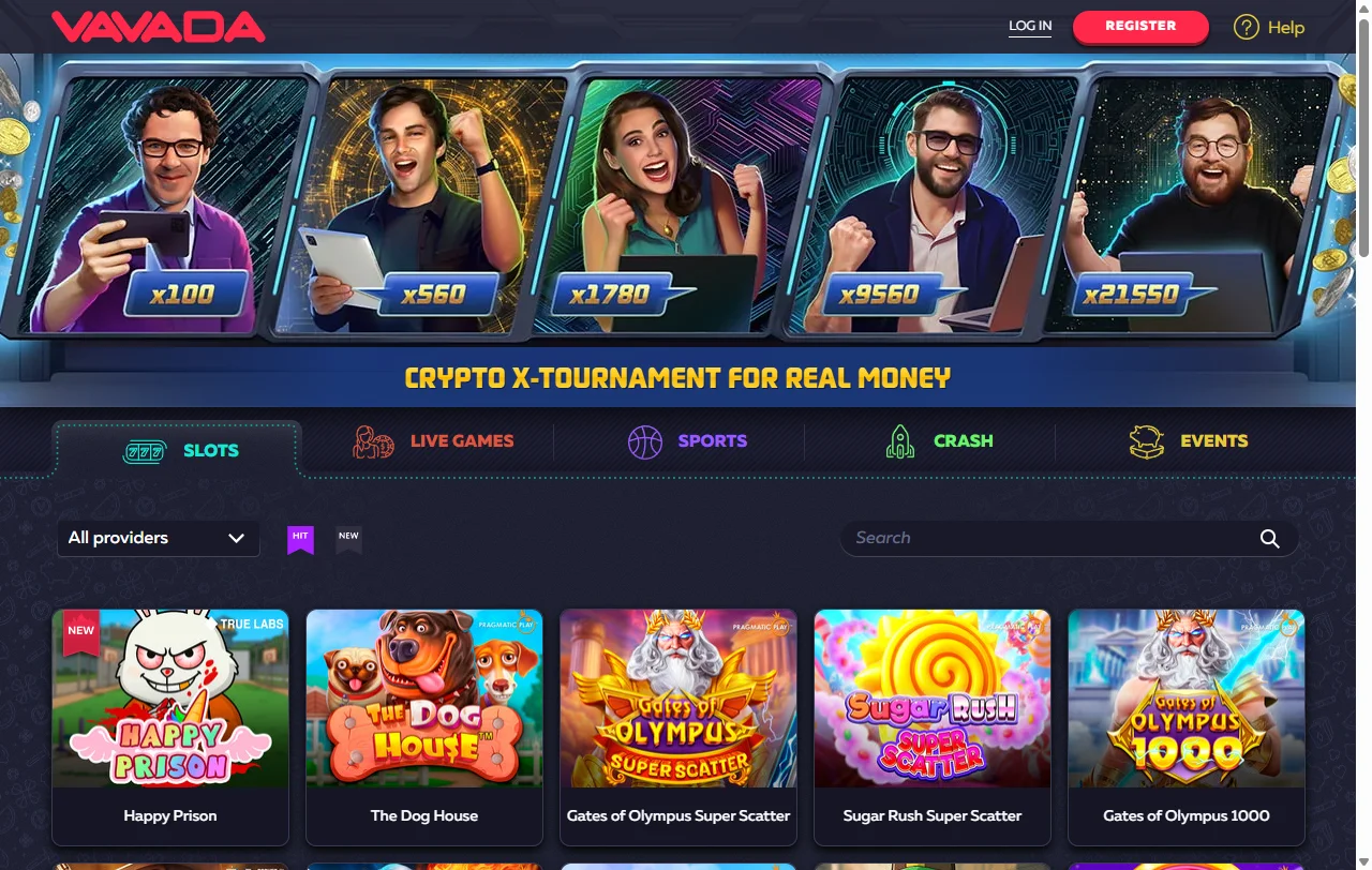 Αρχική σελίδα του Vavada Casino με κατηγορίες παιχνιδιών και ενότητα προσφορών