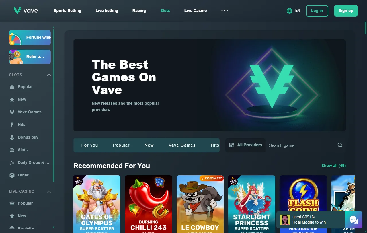 Πακέτο καλωσορίσματος του Vave Casino έως 4 BTC και free spins