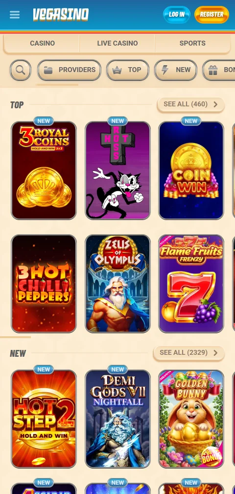 Ταμείο του Vegasino Casino στο κινητό με κάρτες, e-wallets και κρυπτονομίσματα